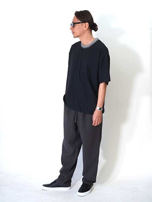 SALUTE HELM  リラックス ダブルクロス ワンタック ワイドパンツ (66005) - Charcoal