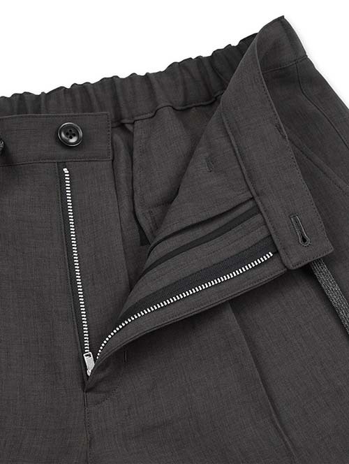 SALUTE HELM  リラックス ダブルクロス ワンタック ワイドパンツ (66005) - Charcoal