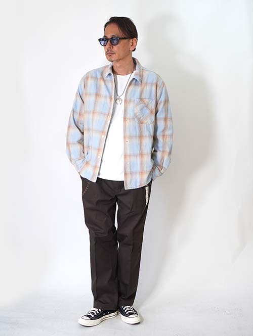 REMI RELIEF ヴィンテージチェックネルシャツ - Blue