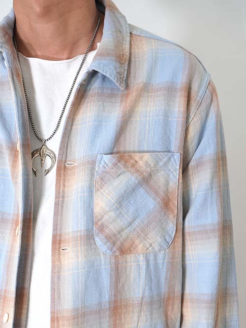 REMI RELIEF ヴィンテージチェックネルシャツ - Blue
