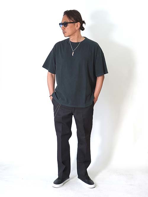 REMI RELIEF　HARD SP加工20/-天竺BIGサイズT(INDIAN BELT)- Vintage Black