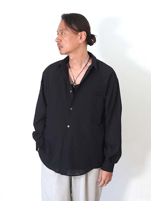 LA MOND  VOILE LAWN SHIRT - Black