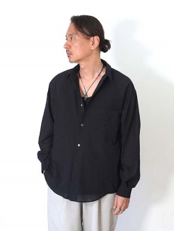 LA MOND  VOILE LAWN SHIRT - Black