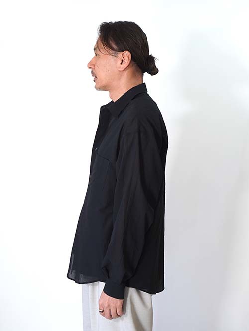 LA MOND  VOILE LAWN SHIRT - Black