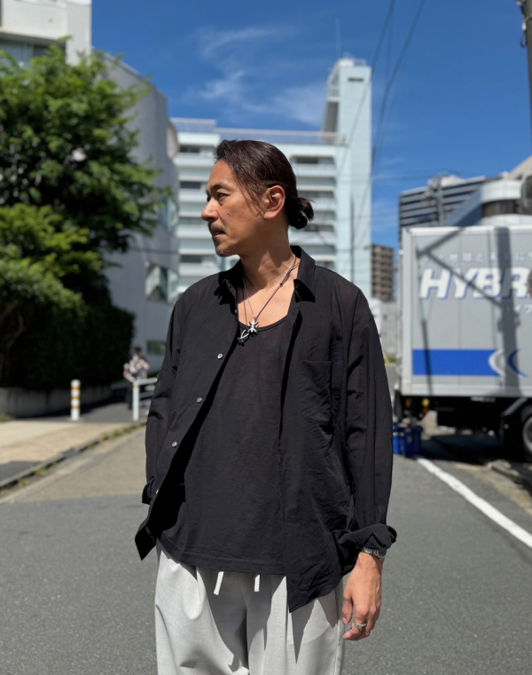 LA MOND  VOILE LAWN SHIRT - Black