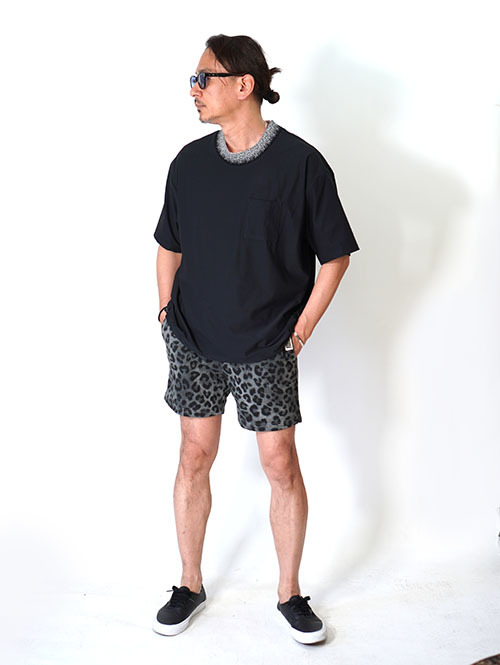 ILL ONE EIGHTY LEOPARD SWEAT SHORTS - Black