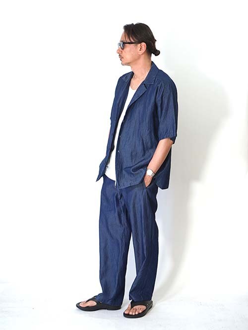 SERGEANT  再入荷　テンセルリヨセル繊維インディゴデニム サイド切替ワイドパンツ(66011)