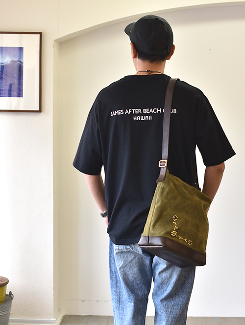 CROSSED  ARROWS フラワースタッズ　 レザーショルダーバッグ 　KHAKI