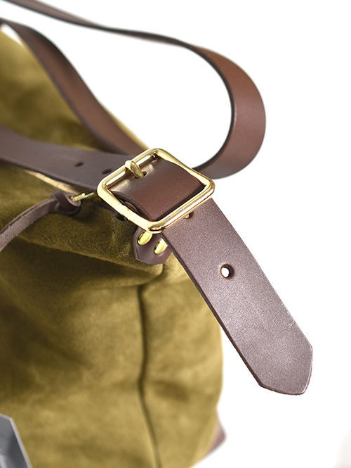 CROSSED  ARROWS フラワースタッズ　 レザーショルダーバッグ 　KHAKI