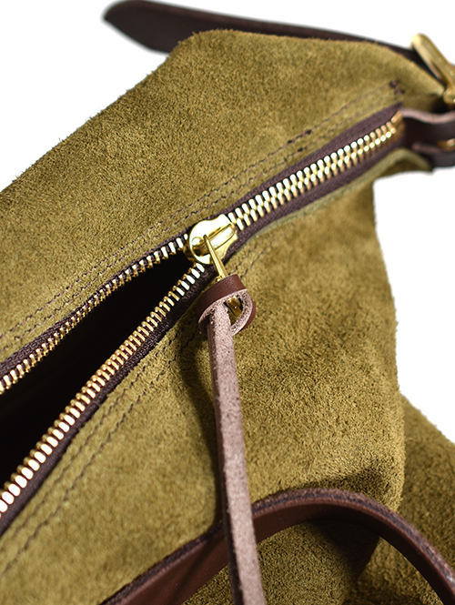 CROSSED  ARROWS フラワースタッズ　 レザーショルダーバッグ 　KHAKI