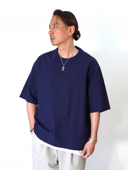 LA MOND  ORGANIC COTTON/LINEN TEE - Navy 