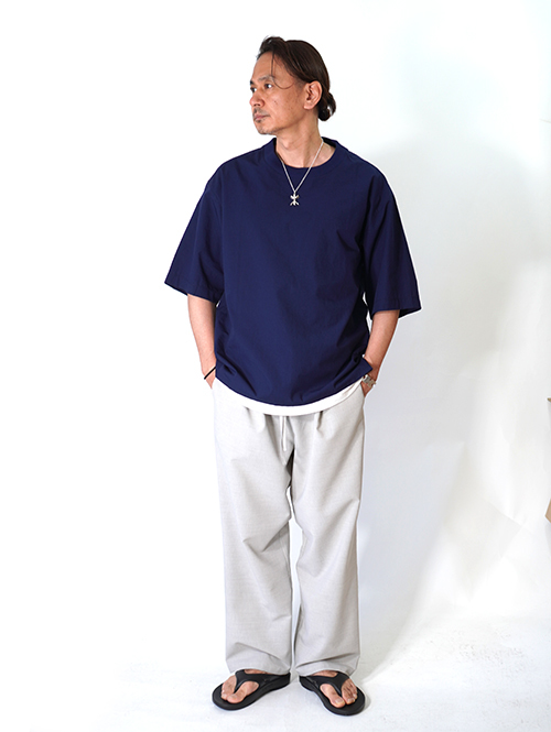 LA MOND  ORGANIC COTTON/LINEN TEE - Navy 