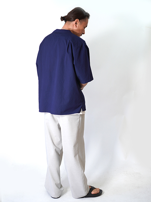 LA MOND  ORGANIC COTTON/LINEN TEE - Navy 