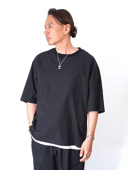 LA MOND  ORGANIC COTTON/LINEN TEE - Black