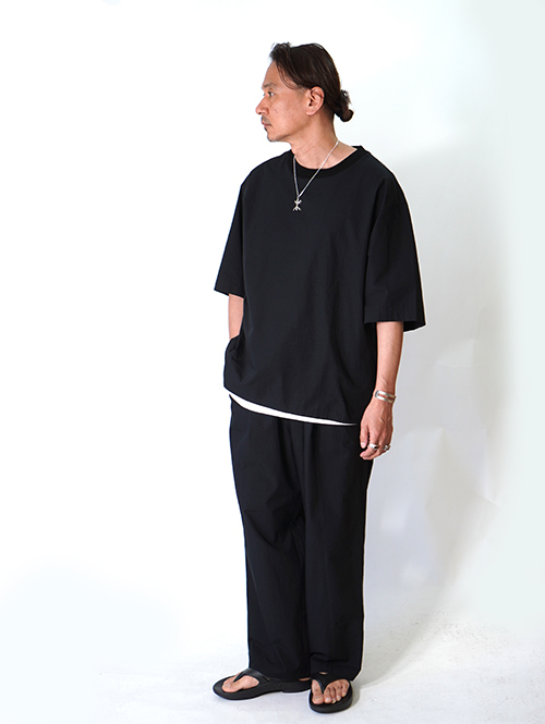 LA MOND  ORGANIC COTTON/LINEN TEE - Black