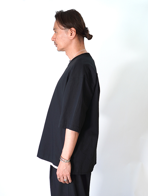 LA MOND  ORGANIC COTTON/LINEN TEE - Black