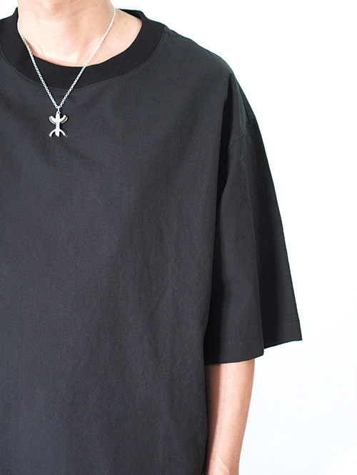 LA MOND  ORGANIC COTTON/LINEN TEE - Black