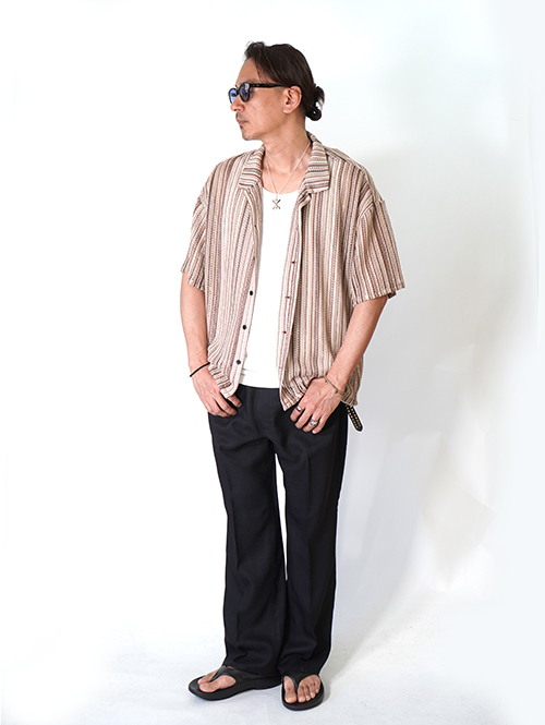 BACK HEAD  ラッセル ストライプ レース シャツ