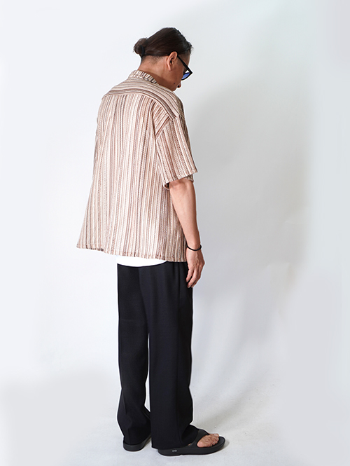 BACK HEAD  ラッセル ストライプ レース シャツ