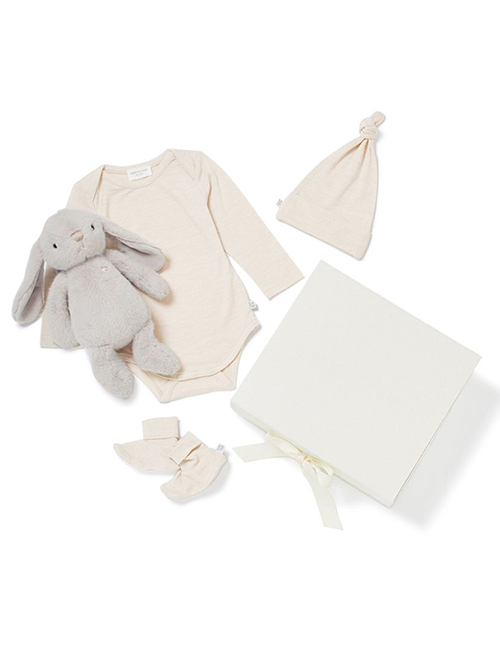 JAMIE KAY(ジェイミーケイ) 【箱入り】MERINO KIDSプレミアムギフト4点セット＜ボディスーツ&ビーニー&ソックス&Penelope30cm＞