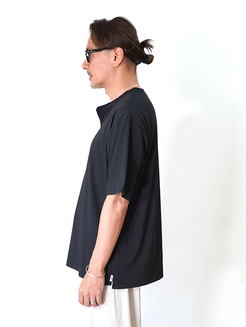 SALUTE HELM  マルーデコットン 20S 天竺 ヘンリーTee - Black