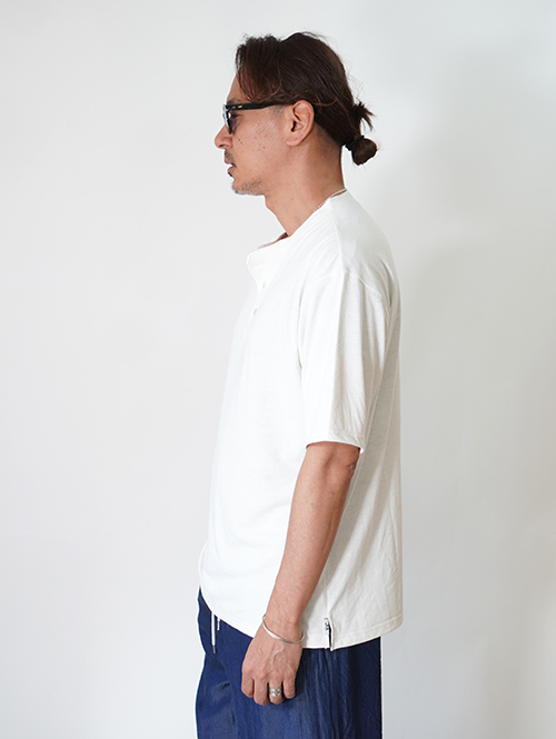 SALUTE HELM  マルーデコットン 20S 天竺 ヘンリーTee - Off White
