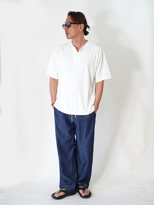 SALUTE HELM  マルーデコットン 20S 天竺 ヘンリーTee - Off White　再入荷