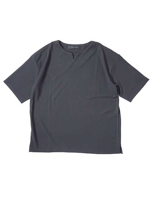 SALUTE HELM  ワッフル キーネック Tee (76004) - Black