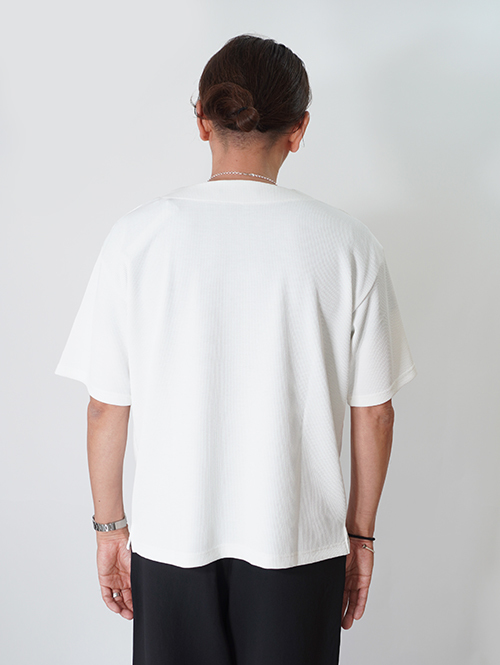 SALUTE HELM  マルーデコットン　ワッフル キーネック Tee (76004) - White