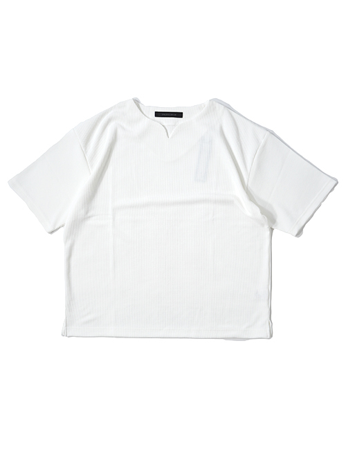 SALUTE HELM  マルーデコットン　ワッフル キーネック Tee (76004) - White