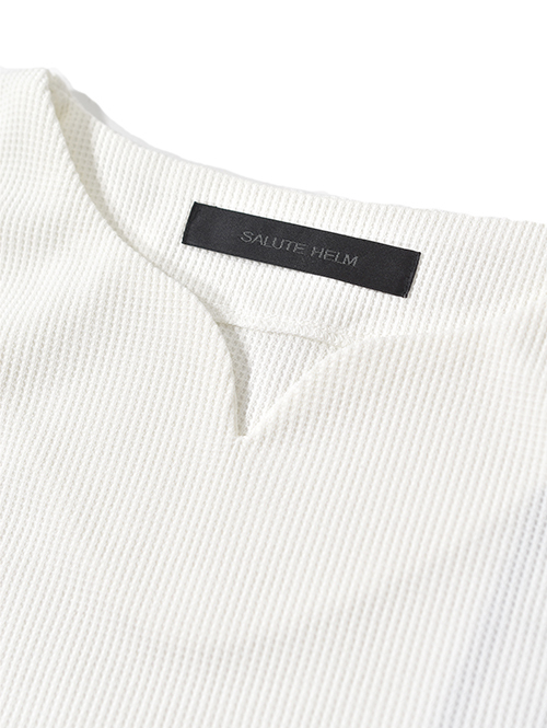 SALUTE HELM  マルーデコットン　ワッフル キーネック Tee (76004) - White
