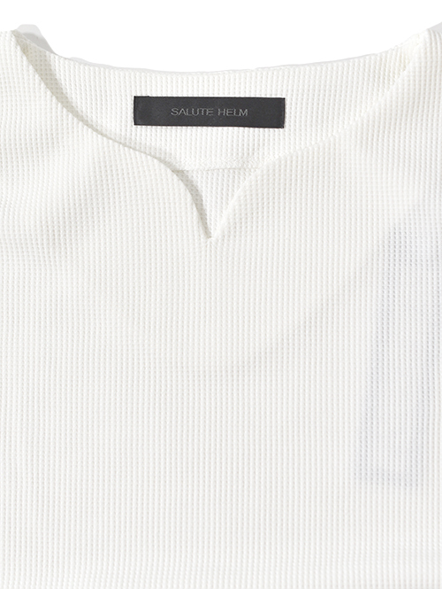 SALUTE HELM  マルーデコットン　ワッフル キーネック Tee (76004) - White