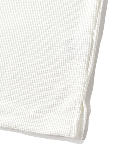 SALUTE HELM  マルーデコットン　ワッフル キーネック Tee (76004) - White