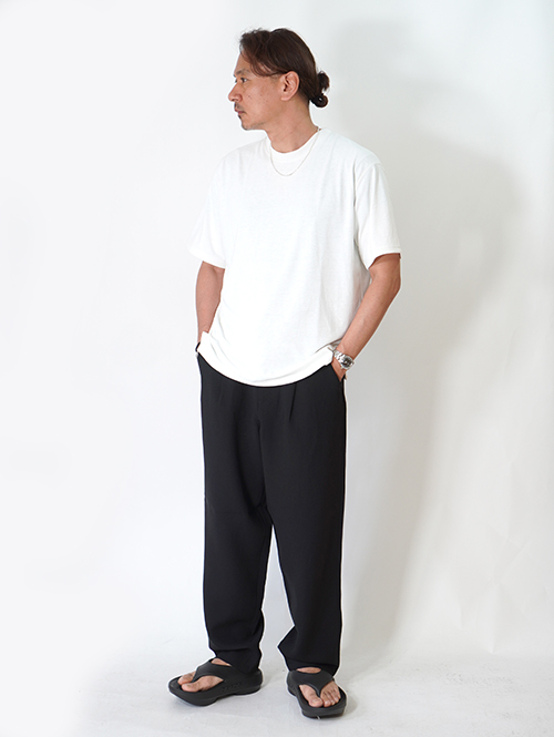 SALUTE HELM  リラックス ダブルクロス ワンタック ワイドパンツ (66005) - Black