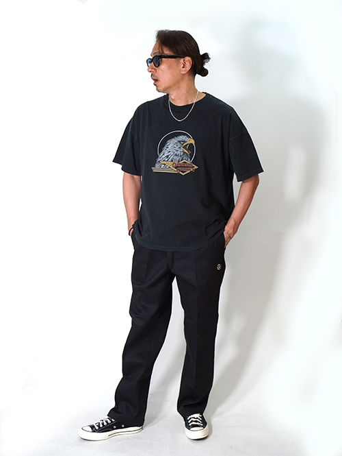 REMI RELIEF  HARD SP加工20/-天竺BIGサイズ ハーレーT- Vintage Black