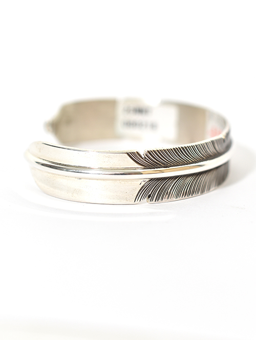 Navajo John Nelson Feather Silver Bangle