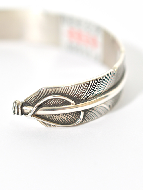 Navajo John Nelson Feather Silver Bangle