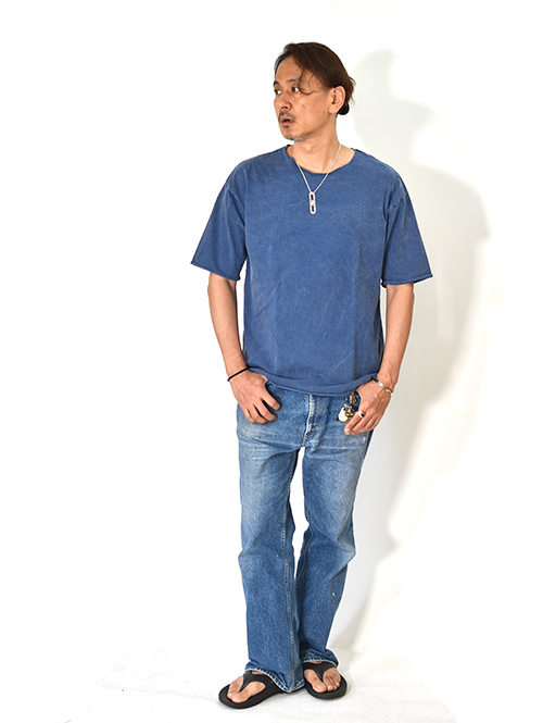 GRAB IN HOLLYWOOD  Heavy Weight Relax Fit All Cut Tee  - Pigment Indigo