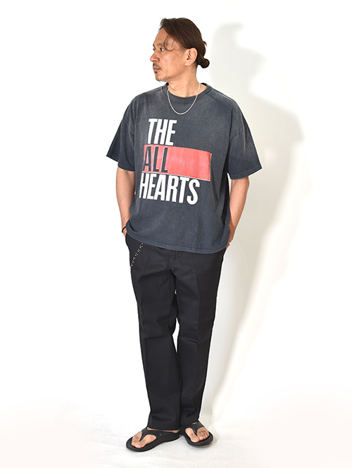 REMI RELIEF  NEW SP加工20/-天竺BIGサイズT（THE ALL HEARTS)- Vintage Black