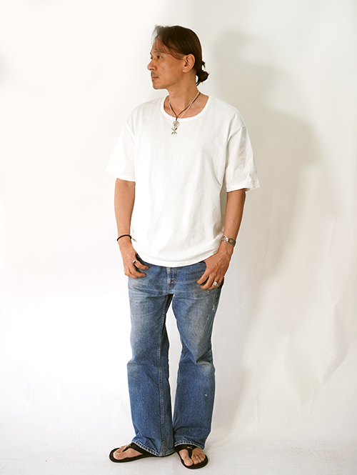 GRAB IN HOLLYWOOD  Heavy Weight Relax U Neck Tee  - Off White