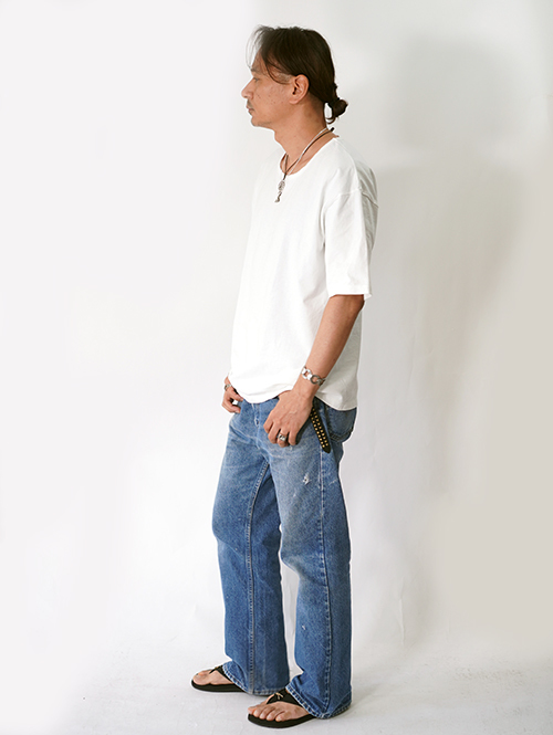 GRAB IN HOLLYWOOD  Heavy Weight Relax U Neck Tee  - Off White