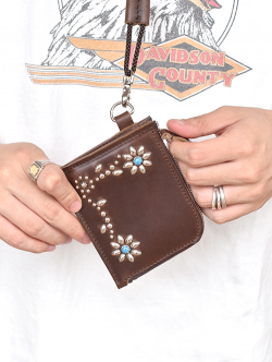CROSSED ARROWS  クロムレザー L字 ネック ウォレット - Brown