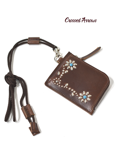 CROSSED ARROWS  クロムレザー L字 ネック ウォレット - Brown