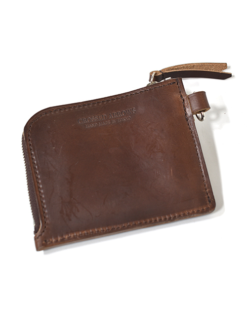 CROSSED ARROWS  クロムレザー L字 ネック ウォレット - Brown