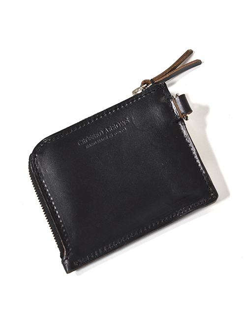 CROSSED ARROWS  クロムレザー L字 ネック ウォレット - Black / Turquoise