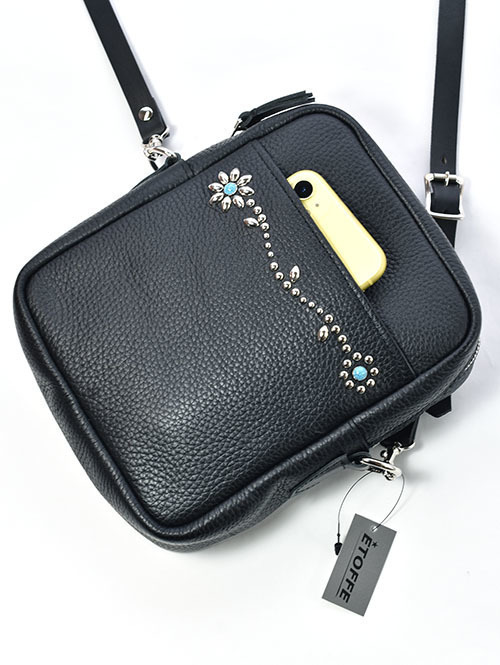 CROSSED ARROWS　レザーショルダー スタッズバッグ　ストレートフラワー