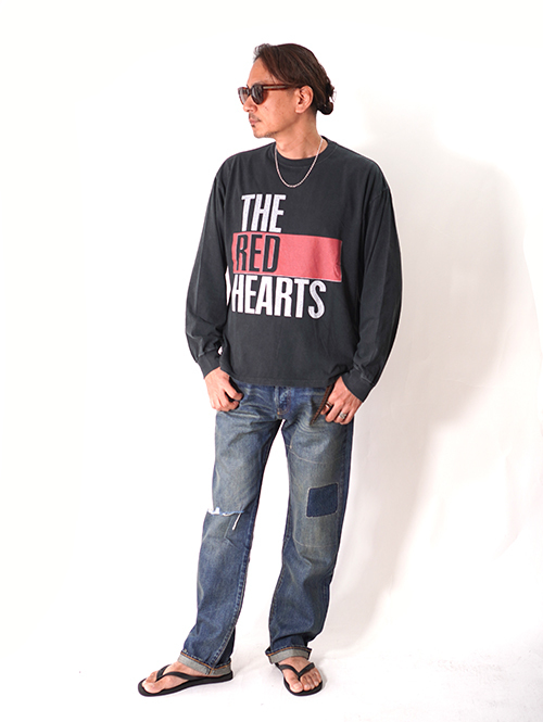REMI RELIEF  「THE RED HEARTS」　L/Tee 　Vintage加工