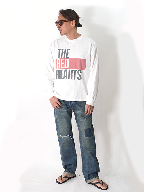 REMI RELIEF  「THE RED HEARTS」　L/Tee 　Vintage加工