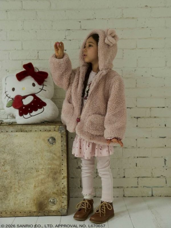 【HELLO KITTY/】キティ耳付きボアブルゾン| 限定　キティ　｜PINK