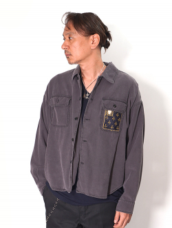 REMI RELIEF  Wide Military shirt (刺繍：Japan) - Charcoal
